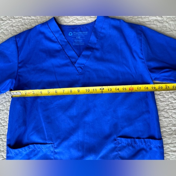 Prism Medical Scrub Top Blue Short Sleeve Pockets V-Neck Nurse Unisex Size XXS - Picture 9 of 9